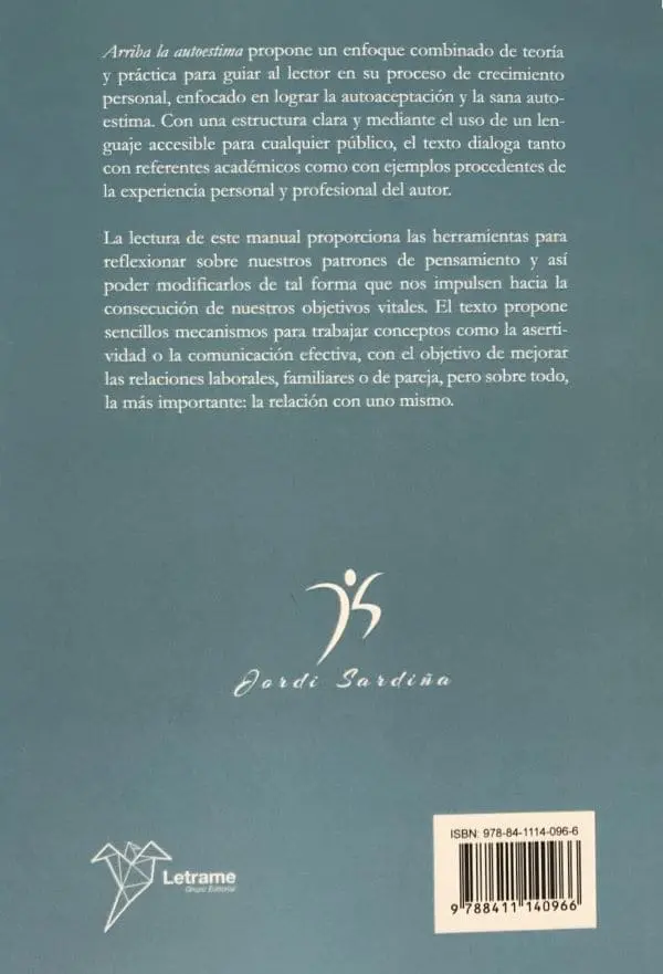 Libro arriba la autoestima tapa trasera
