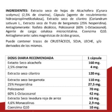 Ingredientes de colred pro para controlar el colesterol